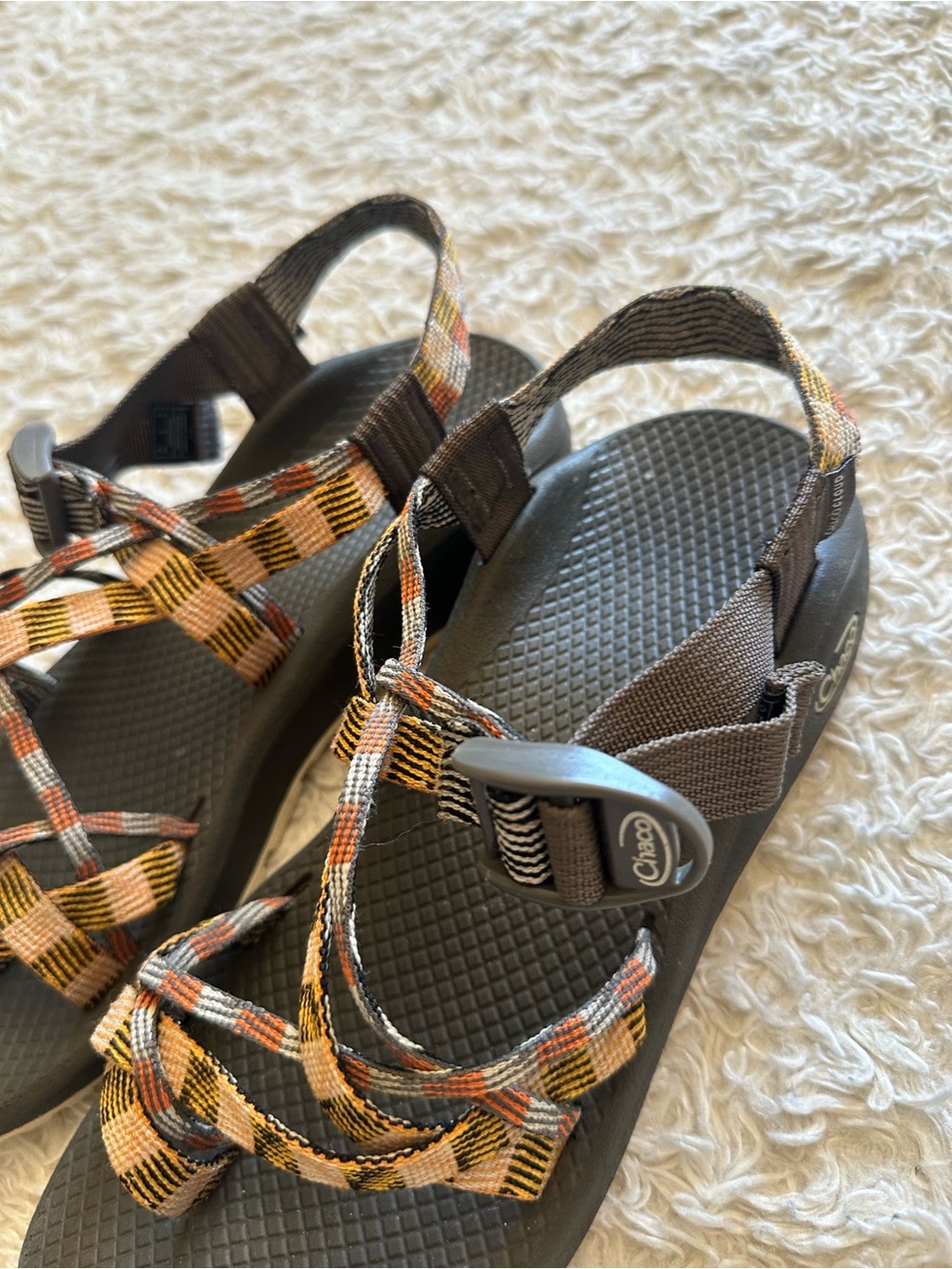 Chaco Women’s Z/Cloud X2 Remix Sandals Brown/Orange Stripe Size 9 - Picture 3 of 8